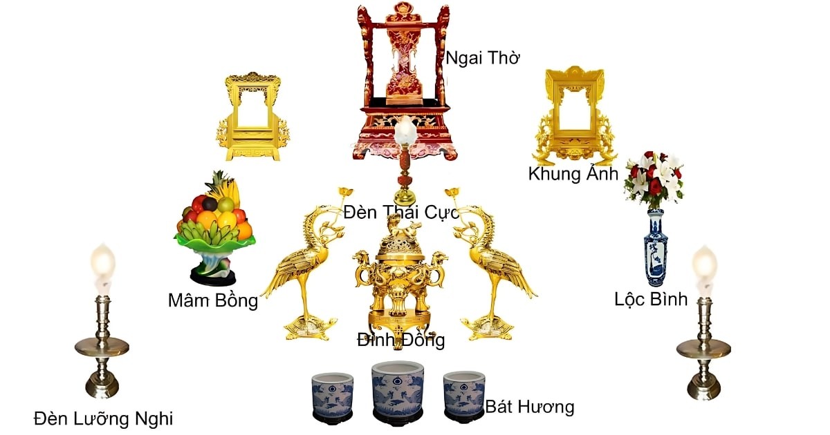 vật phẩm trên bàn thờ 